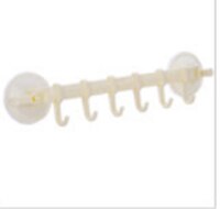 Badrum köksverktyg justerbart krokställ dubbel sugkopp handduksställ hängande hyllor krokhållare lås typ sugkrok: Beige