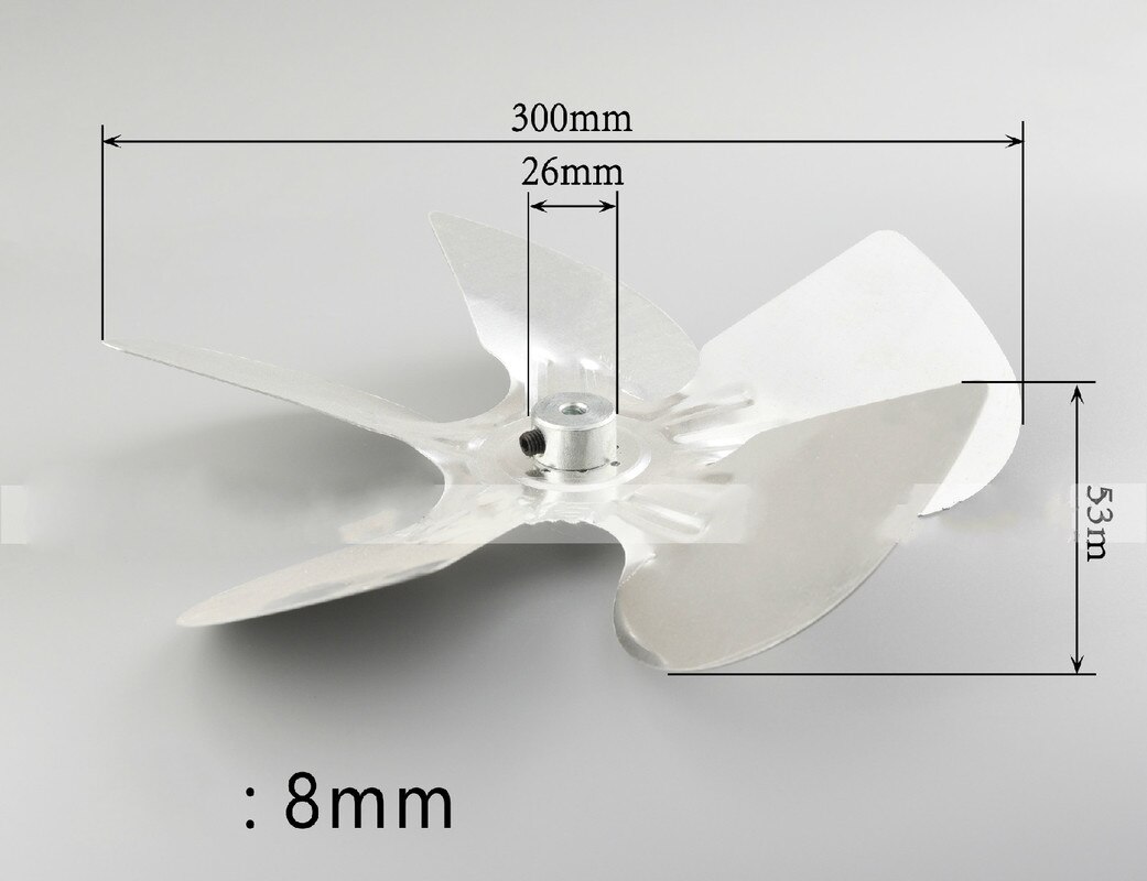 Diameter 300Mm * 53Mm Vijf-Blad Bus Hittebestendig Aluminium Oven Motor Ventilator Axiale Ventilator blade 1Pc