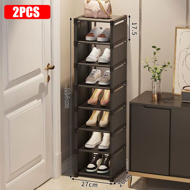 Mehrere Schichten, Schuh-Organizer, Verwendung ein der Tür, Schuhregal-Organizer, Vliesstoff-Gestell, stapelbares Regal, verstellbar, platzsparend