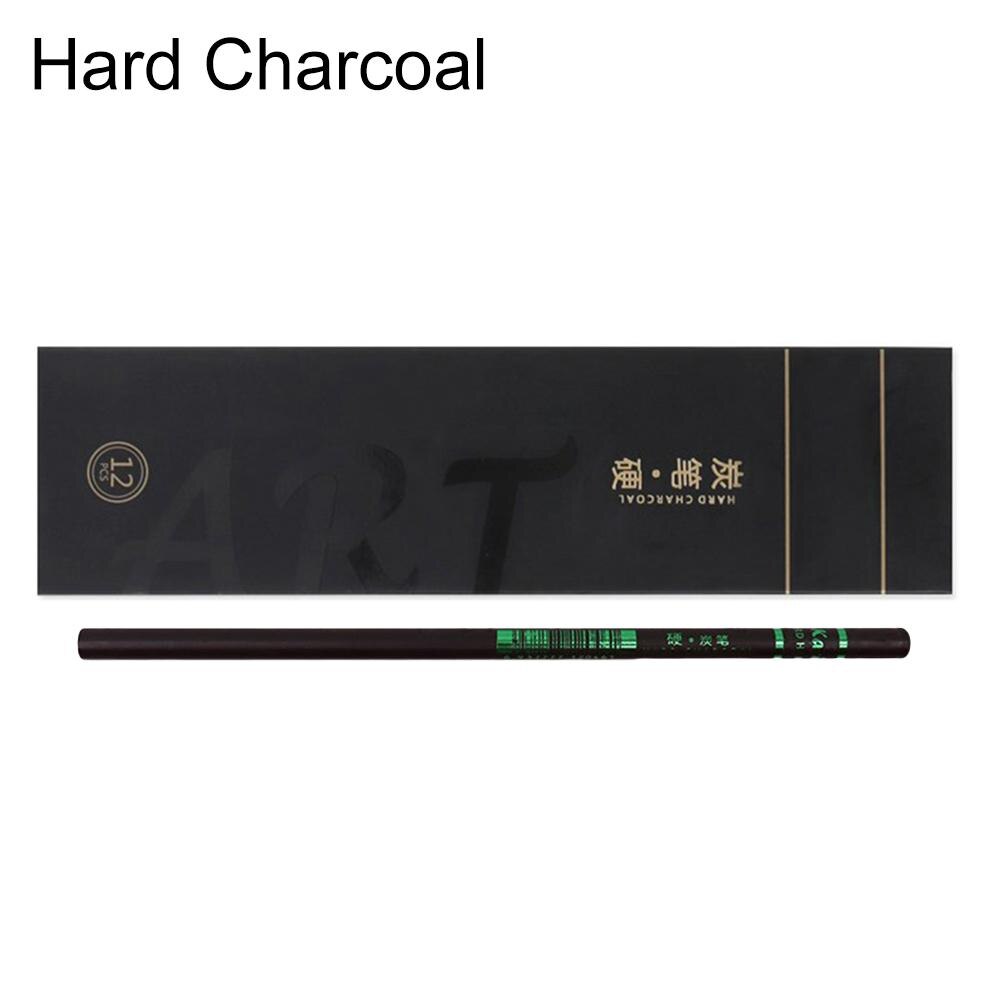 12Pcs Sketch Write Drawing Soft Medium Hard Carbon Charcoal Pencil Art Supplies: Hard Charcoal