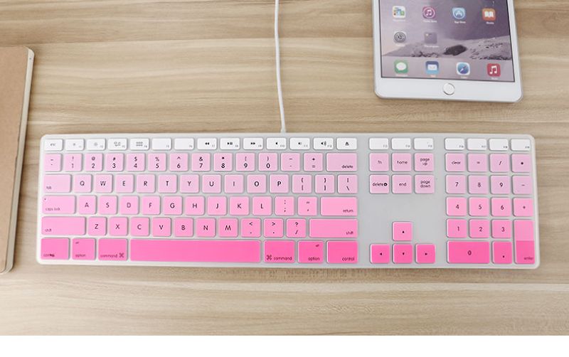 Pour Apple couverture de clavier iMac G6 protecteur de bureau coloré peau de Silicone avec clavier numérique pour Mac G5 peau de protection de la peau: fadepink