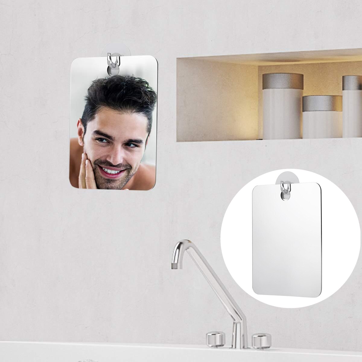 Espejos de ducha antivaho para hombre, niebla para espejo sin cuarto de baño, de viaje, 13x17cm,