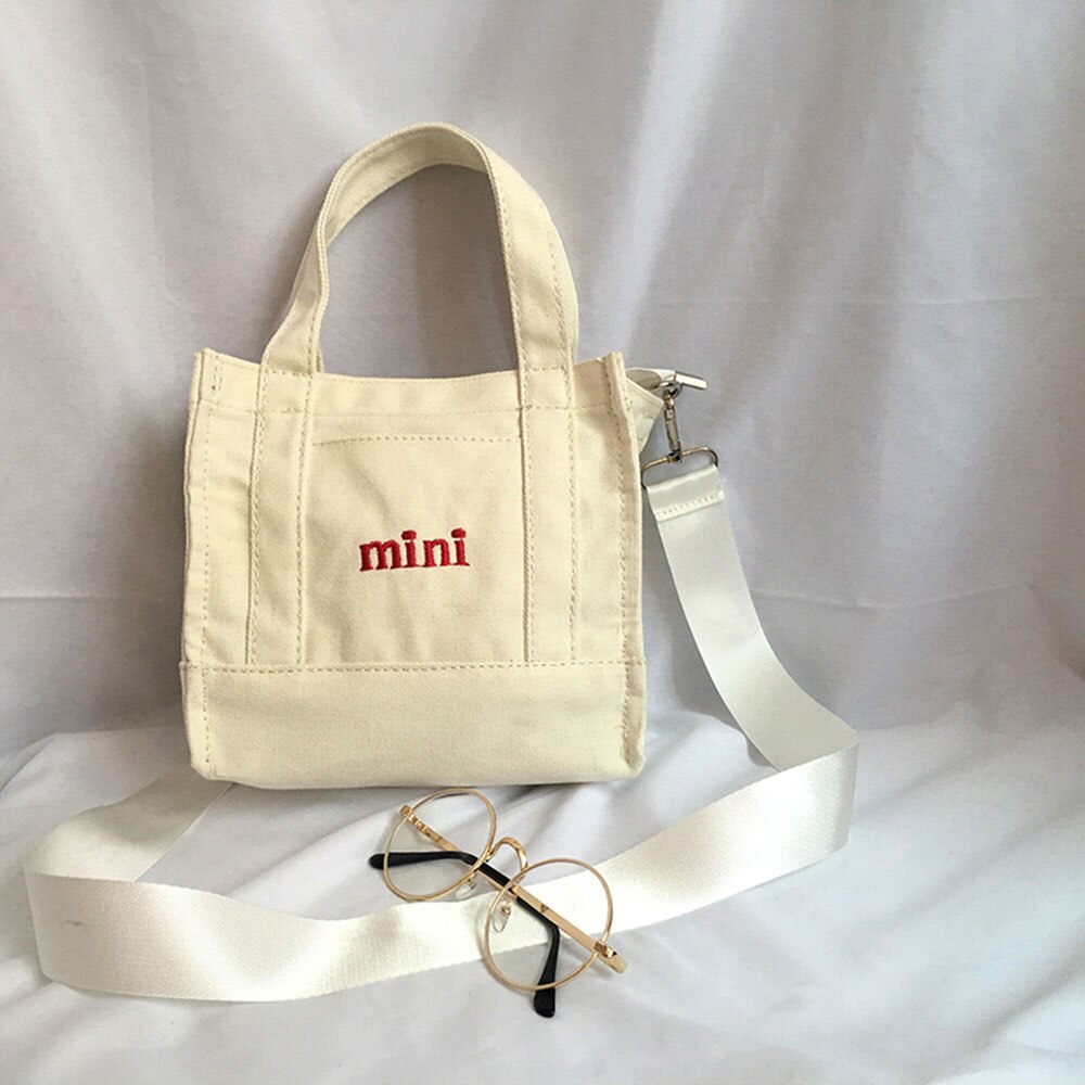 Mini Boodschappentas Wit Casual Totes Canvas Bakken Strandtas: Default Title