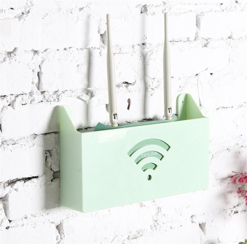 Caja de almacenamiento para enrutador colgante de pared, soporte de caja de estantería Wifi, organizador de almacenamiento de Cable de soporte de placa de enchufe montado en la pared: green