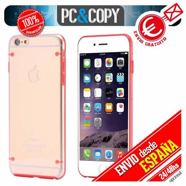 Funda hibrida policarbonato rigida con marco TPU de colores para iphone 6 6S: Rojo