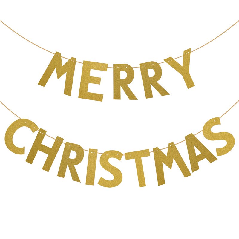 1set paper Merry Christmas Banner Party Bunting Garland Home Christmas Ornament Year's Eve Party Decoration Supplies