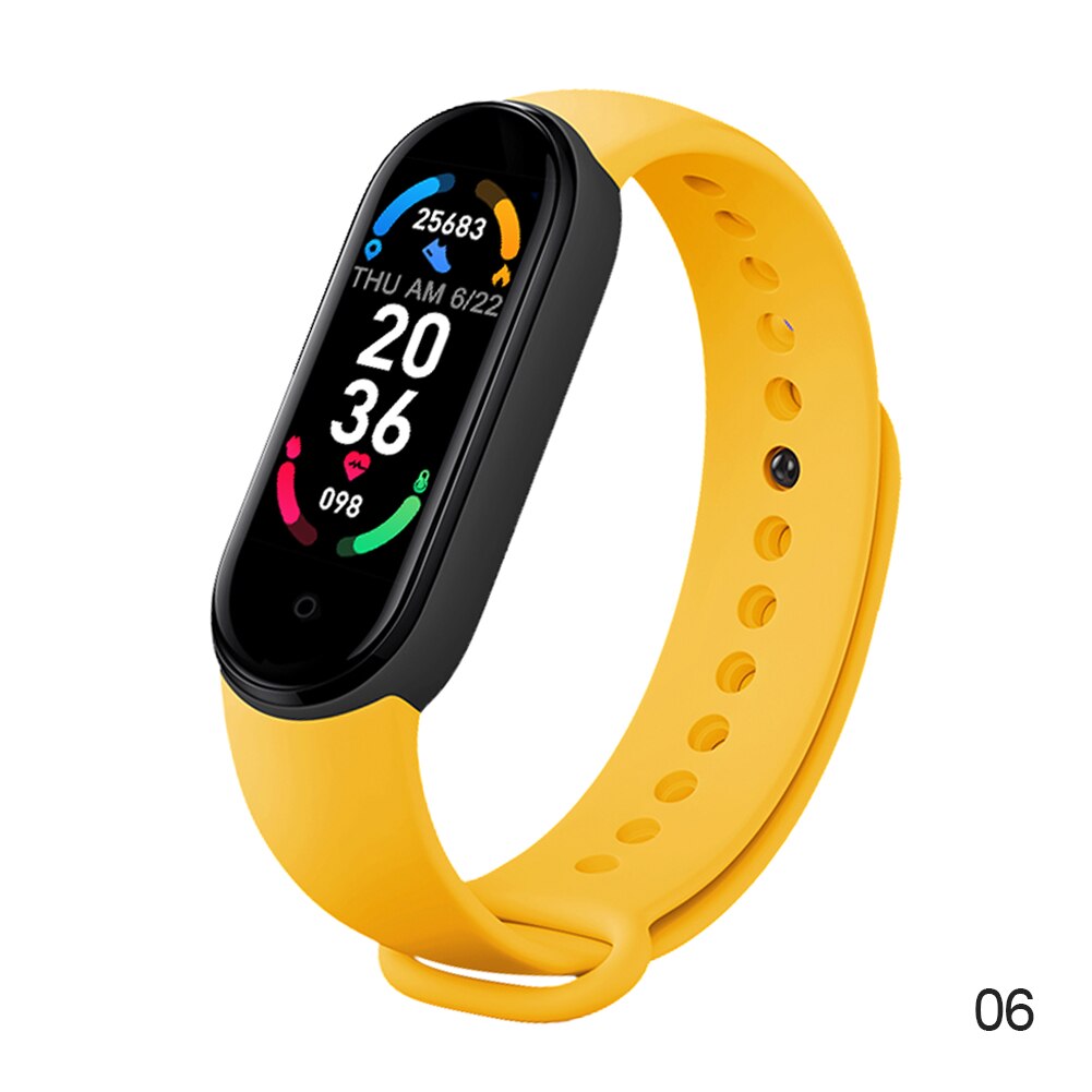 M6 smart ur mænd kvinder fitness armbånd tracker pulsmåler vandtæt sport smartwatch passer til xiaomi iphone android: Gul