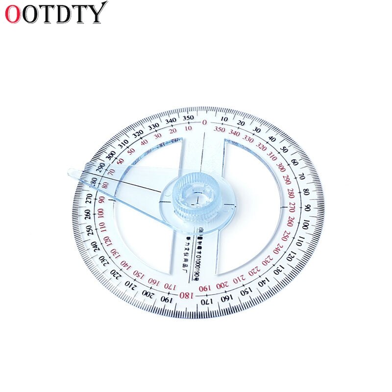 Plastic 360 Degree Protractor Ruler Angle Finder Swing Arm School Office