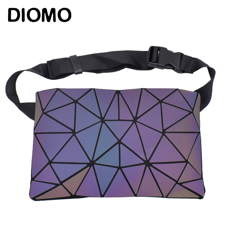 Diomo #39 til kvinder, lysende holografisk firkantet rejsetaske geometriske fanny packs