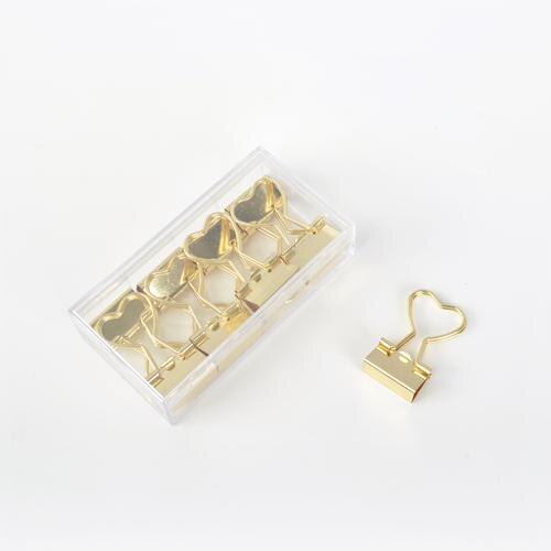 Trombone en métal or Rose avec coeur d&#39;amour, papeterie Kawaii pour bureau, papeterie scolaire: gold