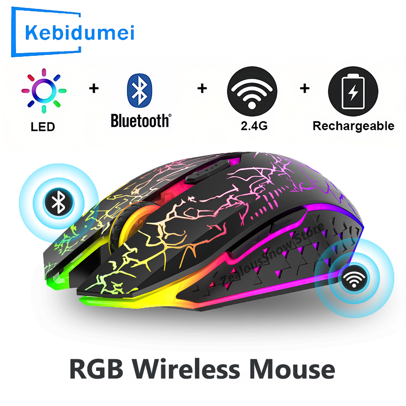 Drahtlose Maus Bluetooth 2,4G Dual-modus Wiederaufladbare Maus RGB Hintergrundbeleuchtung E-Sport 800-1200-1600 DPI Mäuse für PC Laptop Macbook