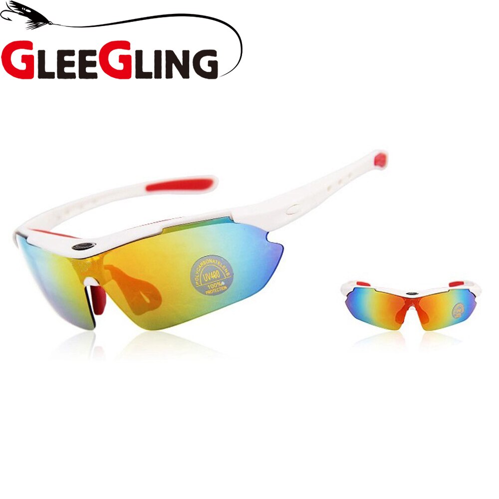 GLEEGLING 9400 1Set 5 Lens Man Vissen Gepolariseerde Zonnebril Lunette Polarisantes Homme UV400 Zonnebril Over Bril Gepolariseerde: RedWhite