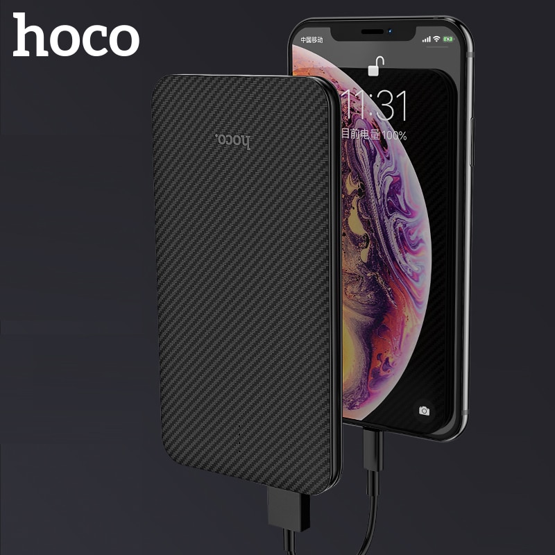 HOCO Slim 5000 mAh batterie externe Portable Ultra-mince polymère Powerbank batterie power-bank 5000 mah avec lumière LED pour iphone XS Max