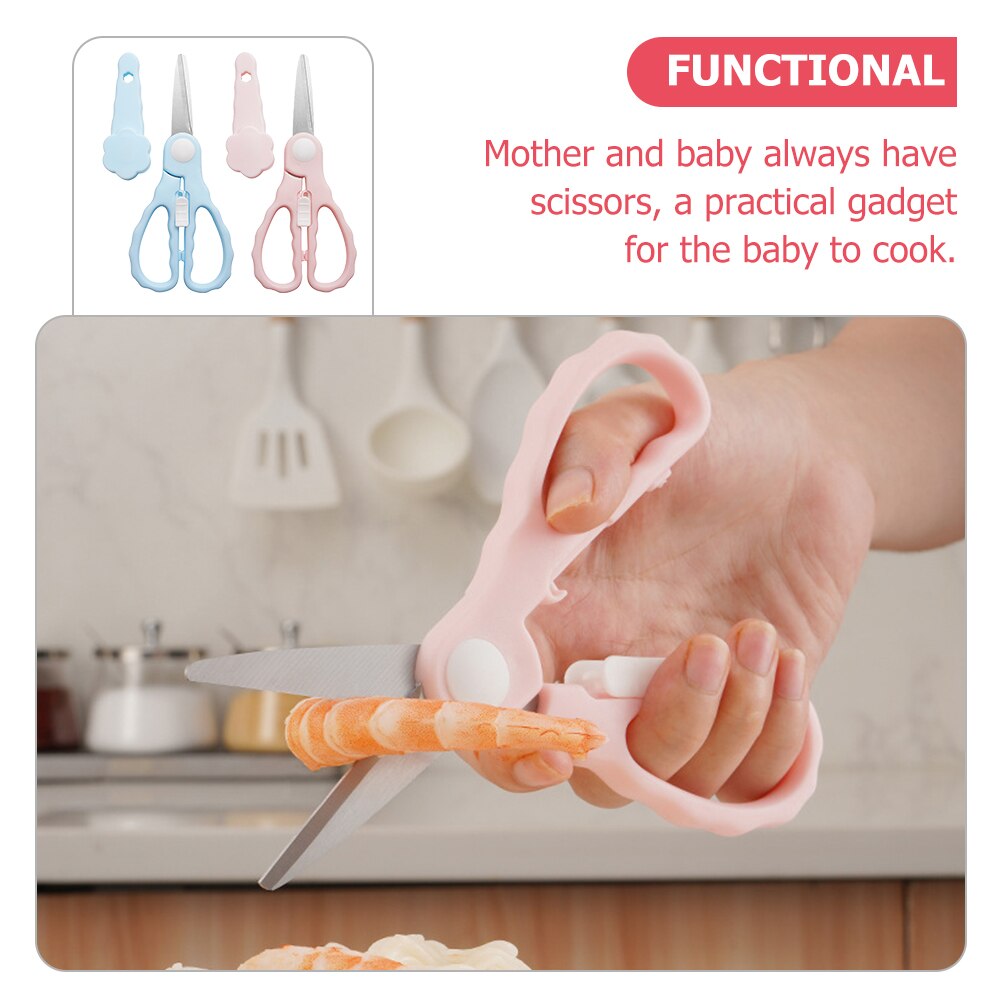2pcs Portable Toddler Food Scissors Safety Baby Food Scissors Food Shears