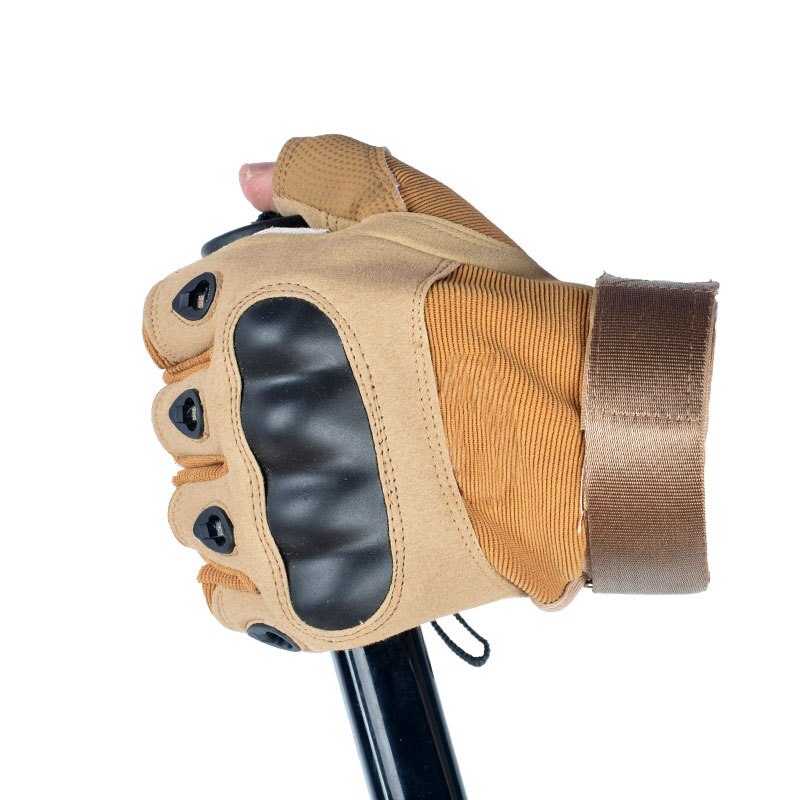 Chasse en plein air demi-doigt gants sport résistant à l'usure résistant à l'usure en plein air antidérapant Fitness tactique demi-doigt gants: Khaki / 18-20