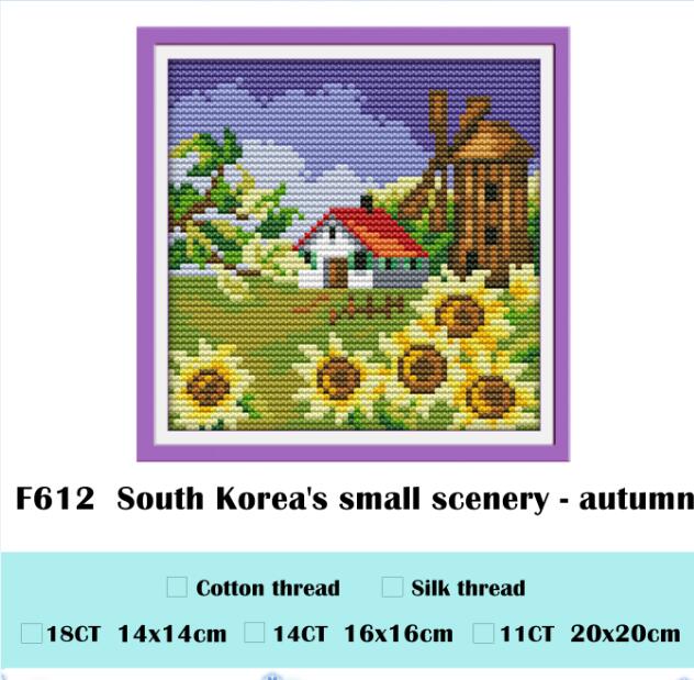 South Korea's small scenery cross stitch kit animal18ct 14ct 11ct count print stitching embroidery DIY handmade needlework plus: Transparent / 18ct unprint canvas