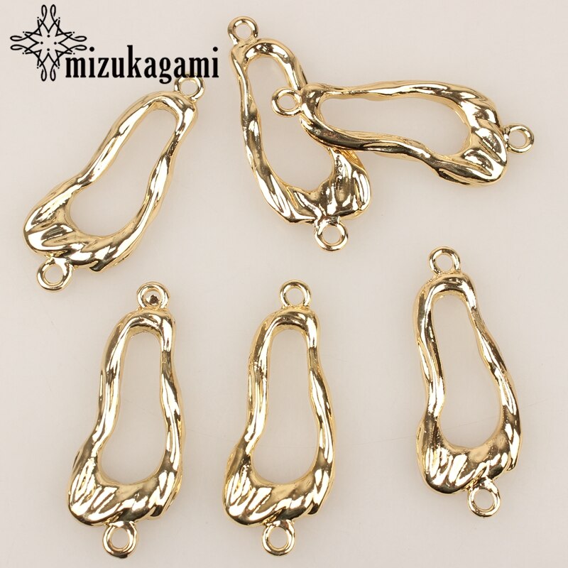 39*15MM 4pcs/lot Zinc Alloy Gold Geometry Hollow Charms Linker Connectors For DIY Earrings Jewelry Accessories