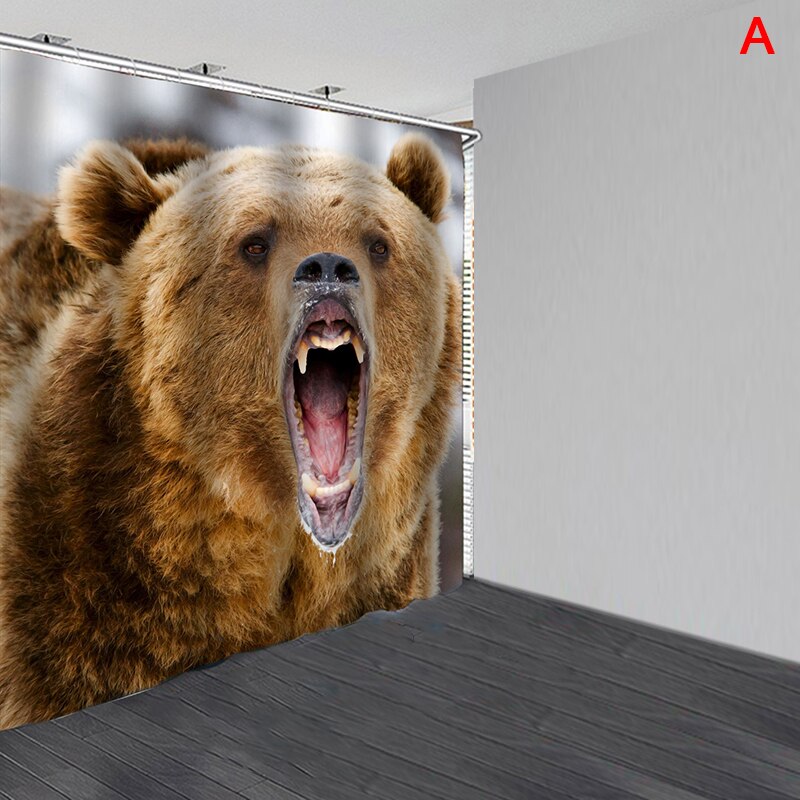 Angry Bear Waterdichte Badkamer Douchegordijn Meerdere Maat Badkamer Decor Met Haken: 180cm x 200cm