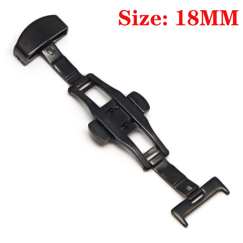 Schmetterling Einsatz Schnalle Automatische Doppel Klicken Edelstahl Spange Band Für Uhr Band 16mm18mm 20mm 22mm Armbinde Verschluss: Schwarz-18MM