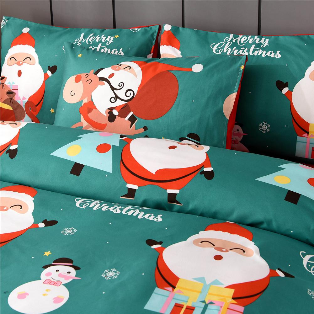 Christmas Bedding Set Quilt Cover Santa Claus Pattern Pillowcase Comforter Bedclothes for Family Hotel Supplies EU US CN Queen