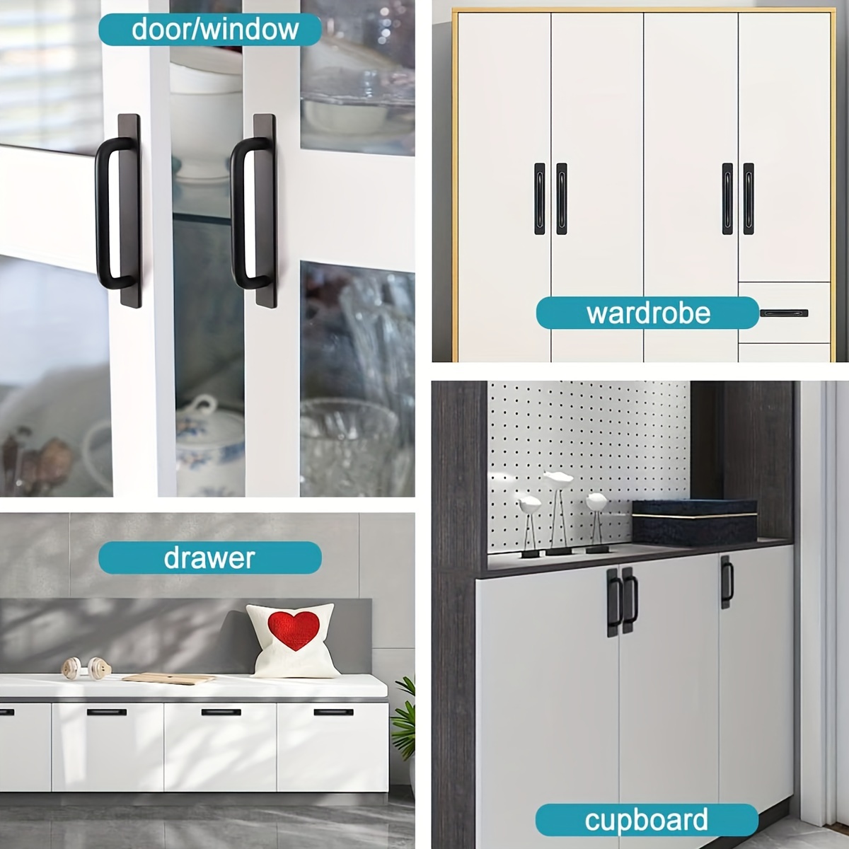 Self-Stick Instant Cabinet Drawer Handles Pulls - 5.8 inch Stainless Steel Adhesive Door Handles, No Drilling