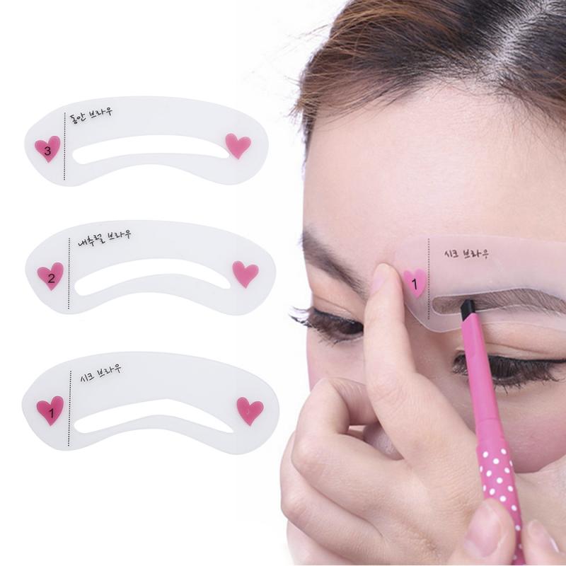 Pochoirs à sourcils 3 en 1, Kit de pochoirs, carte de toilettage, outils de maquillage