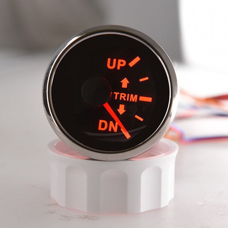 0-190ohm Boat Trim Gauge for Inboard Outboard Engine 52mm Marine Trim Tilt Indicator Meter With Red Backlight 12V/24V