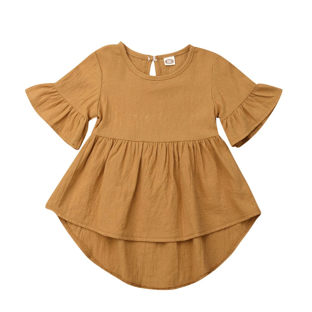 Sommar toddler baby girls kläder flare klänning barn flicka solida kläder spädbarn klänningar
