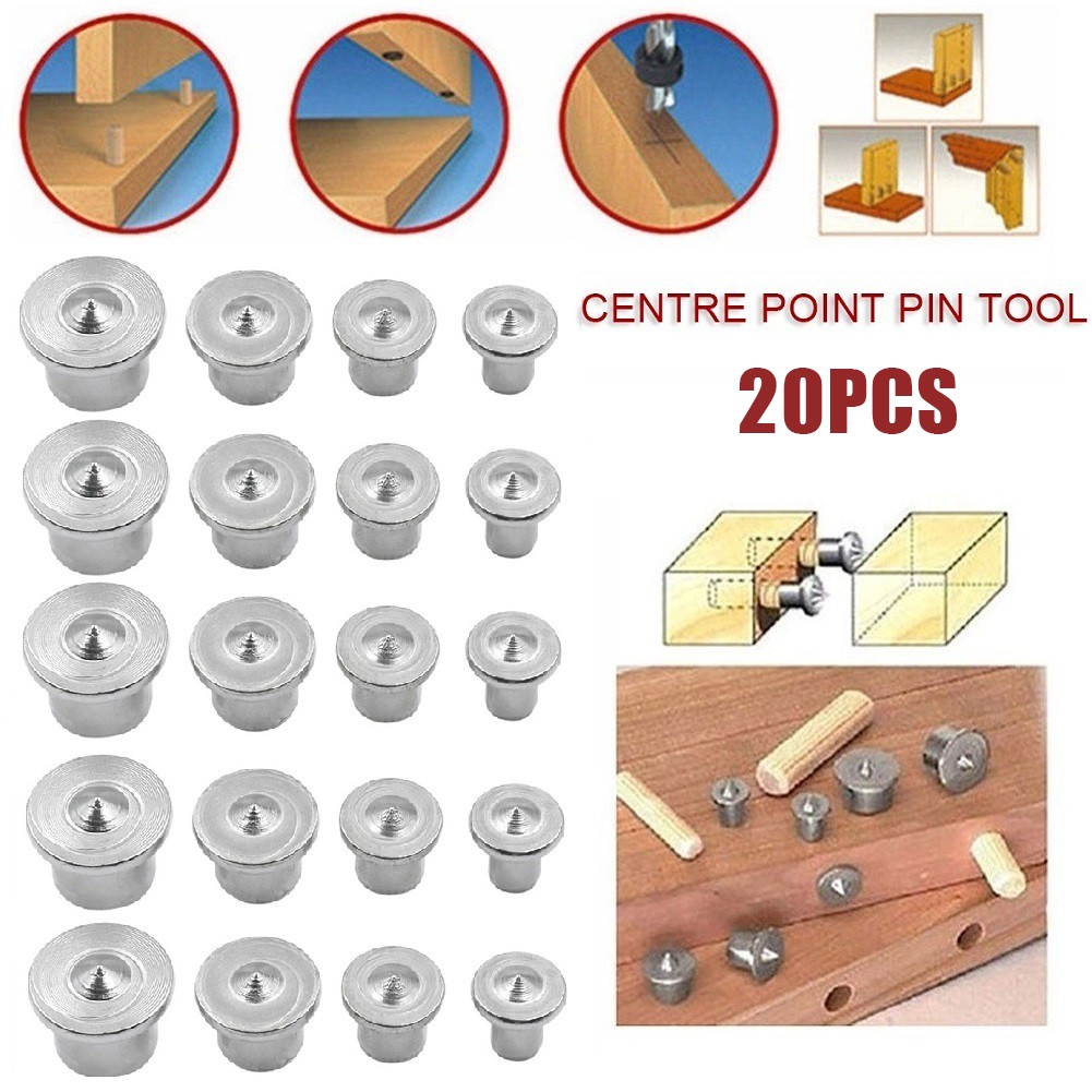 20Pcs Deuvel Centre Point Set 6Mm 8Mm 10Mm 12Mm Pin Hout Boor Gat Locatie Tenon center Houtbewerking Voor Hard Zacht Hout