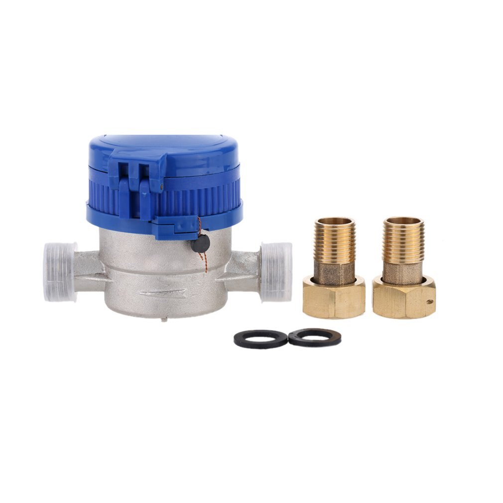 TS-S300E 15mm 1/2 inch Cold Water Meter for Garden & Home Using with Free Fittings Using 360 Adjustable Rotary Counter