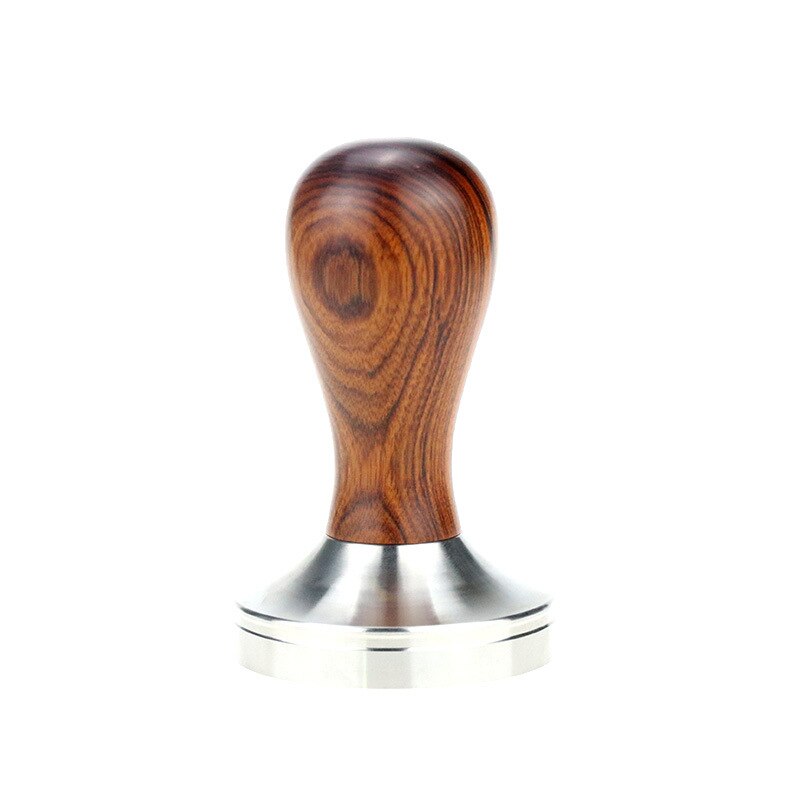 Koffie Tamper - 53mm Platte Bodem - Roestvrij Staal - Massief Houten Handvat