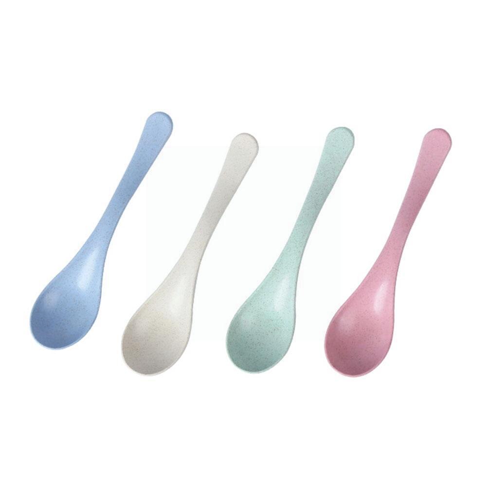 Wheat Straw Tableware Spoon Long Handle Mixing Spoon Tableware Kitchen Spoon Ice Children Cream Milk Restaurant Cooking K4J6