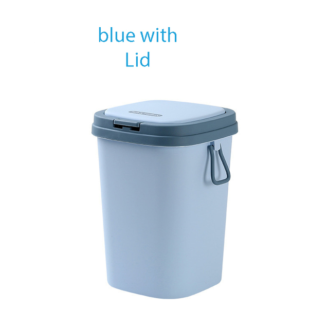 Trash Can Organizer Toilet Garbage Container Bin Home Living Room Kitchen Waste Bin Office Garbage Can Household Cleaning Tools: Blue press / 8L