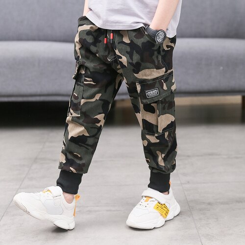 Winter Fleece Broek Voor Kid Jongens Camouflage Broek Kinderen Herfst Volledige Print Katoen Cargo Broek Jongen Tiener Warme Dikke Broek: Without Fleece / XL for 100cm kid