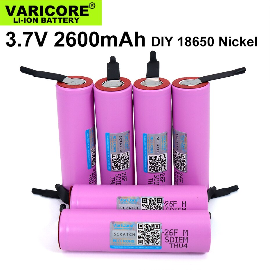 10 Stks/partij Varicore Originele 18650 3.7V 2600Mah Oplaadbare Batterij ICR18650-26F Batterijen Industrieel Gebruik + Diy Nikkel