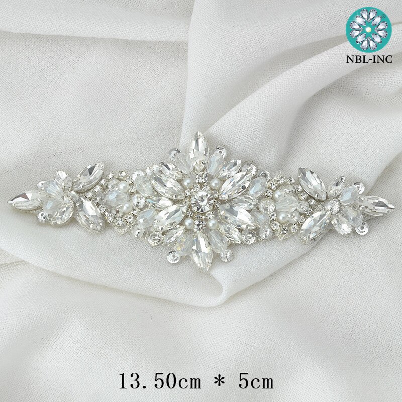 Cinturón de novia plateado y oro rosa, apliques de boda con cristales cosidos, para vestido de boda, WDD0924, 1 ud.