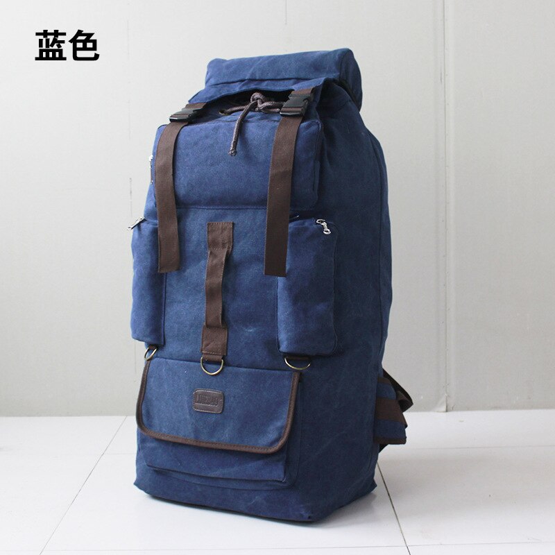 Grote Bagage Tas Capaciteit Canvas Outdoor Rugzak Multifunctionele Mannen Reistas Oversized Rugzak: Blauw