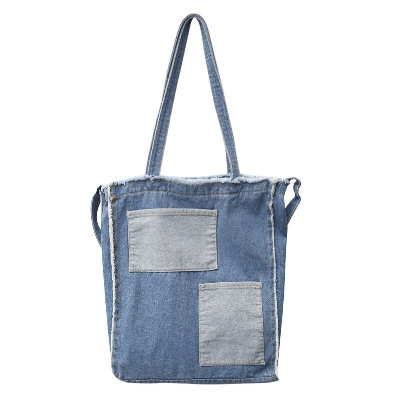 Women Denim Shoulder Bag Casual Ladies Large Travel Top-handle Bags Tote Famous Brand Crossbody Bag: Light Blue