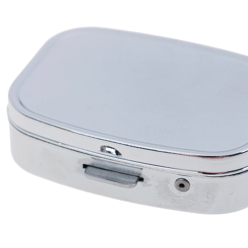 Rechthoekige Pill Cases Splitters Zilver Tablet Pillendoosje Container Geneeskunde Case Metalen Houder Geneeskunde 1Pc Kleine Metalen Ronde