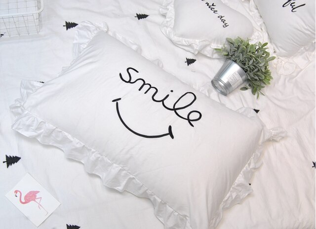 Enfants mignon 100% coton à volants taie d'oreiller solide blanc à volants taie d'oreiller européenne taie d'oreiller protecteur literie 48*74cm: 9