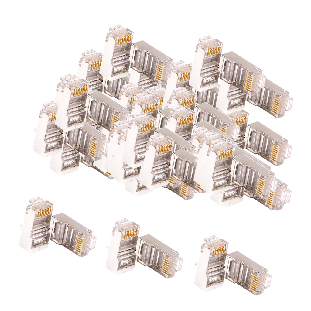 100x Gigabit CAT6 RJ45 Netwerk Afgeschermde Connectors Ethernet Kabel Corrosiebestendigheid Plug Heads