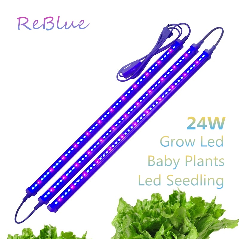 Reblue lampe til planter vokse lys 12w 24w t5 plante lampe full spektrum vokse ledet til planter dyrking frøplante fyto-lampe innendørs