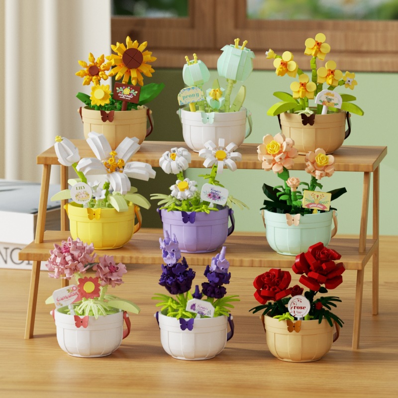 Christmas Building Blocks - Floral Basket Building, Fun Educational DIY Puzzle Toys