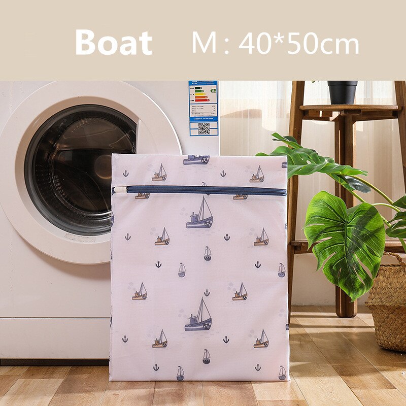 Dirty Laundry Bag for Washing Underwear Clothing Cute Printing Neatening Storage Bra Socks Organizador Folding Laundry Wash Bags: Boat 40-50cm