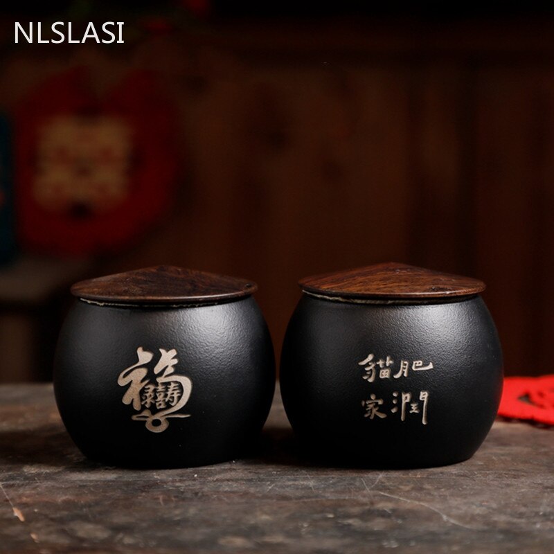 Chinese Red Ceramics Tea Caddy Travel Tea Bag Storage Box Sealed Tea Jar Coffee Canister Kitchen Spice Containers Wedding