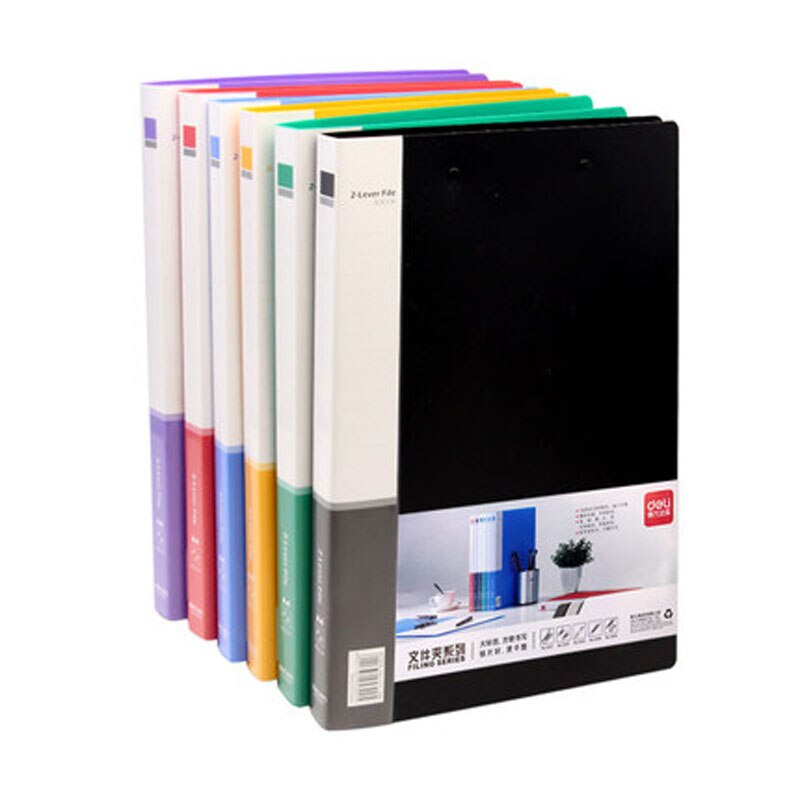 3PCS DELI A4 PP Clip File Folder Color Office Metting Document File Folders School Office Supplies