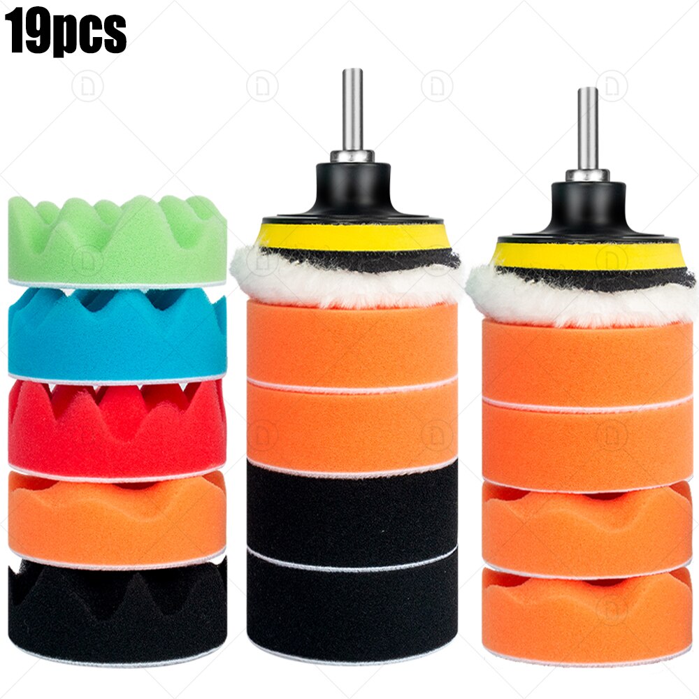 3 Inch Car Polishing Kit Polish Pad Car Polish Buffing Pad Abrasive Disc Sponge Foam Pads Polisher For Headlight Refurbish: 19