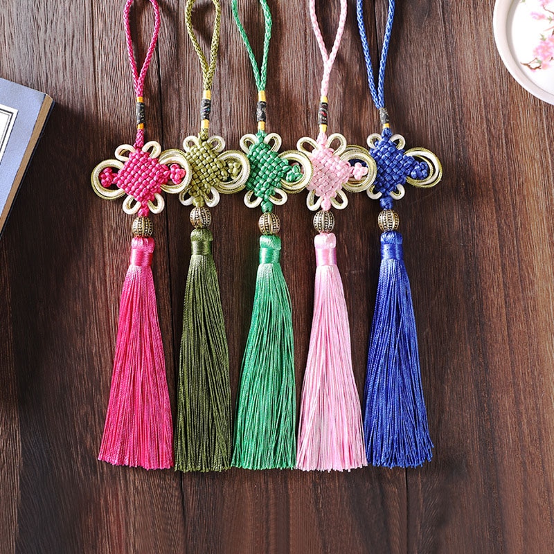 2 Stuks Chinese Knopen Kralen Tassel Fringe Hanger Diy Craft Materiaal Party Tassel Trim Gordijnen Decor Accessoires Kwasten Lint