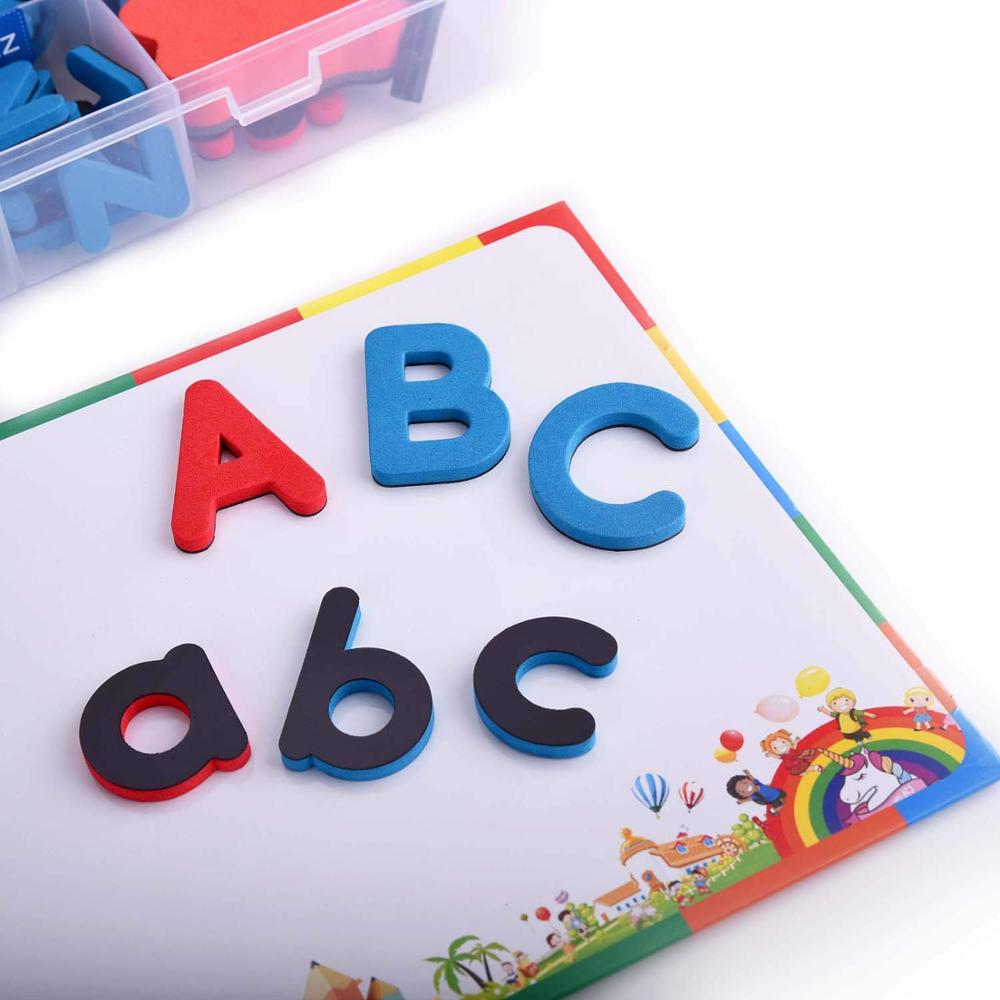 Alfabetmagneter magnetiske bogstaver til børn med magnetkort - abc store bogstaver og tegneboks klasseværelse