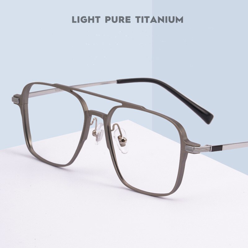 Men's And Women's Retro Ultralight Double Beam Spectacle Frame Pure Titanium Spectacle Frame Optical Spectacle Frame L5053